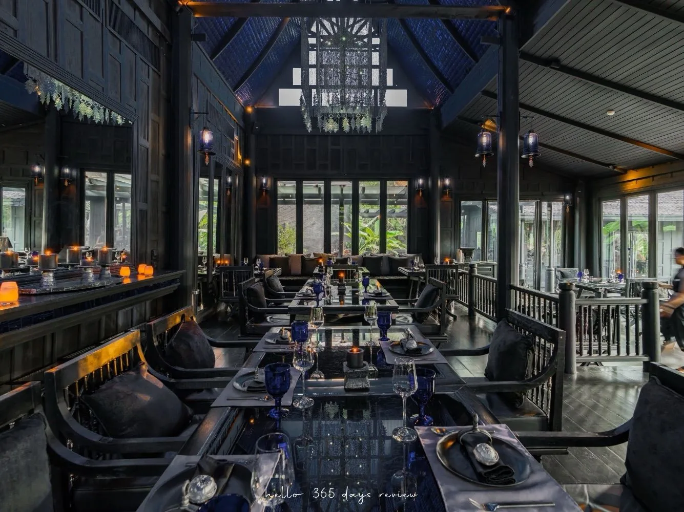 Black Ginger — the dark-timber dining pavilion interior